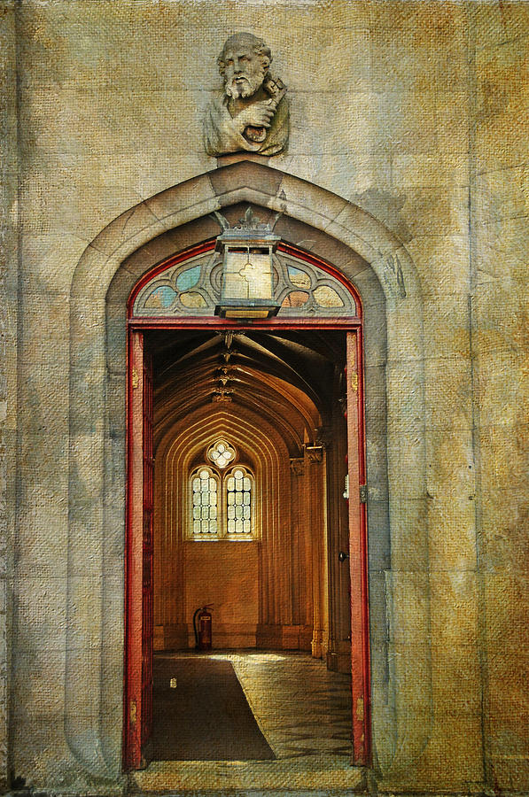 Entrance to the Gothic Revival Chapel. Streets of Dublin. Painting Collection Photograph by Jenny Rainbow