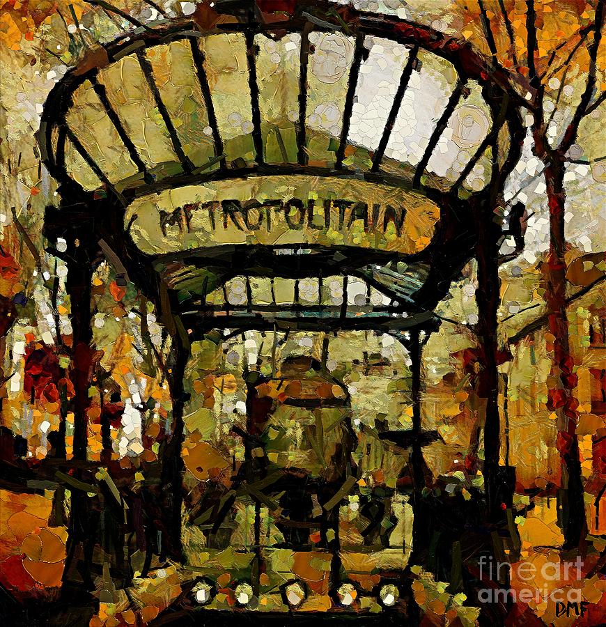 Landscape Painting - Entrance to the Paris Metro by Dragica  Micki Fortuna