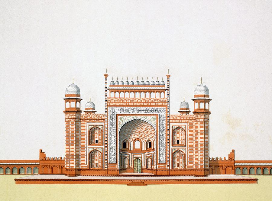 Entrance Drawing - Entrance To The Taj Mahal by German School