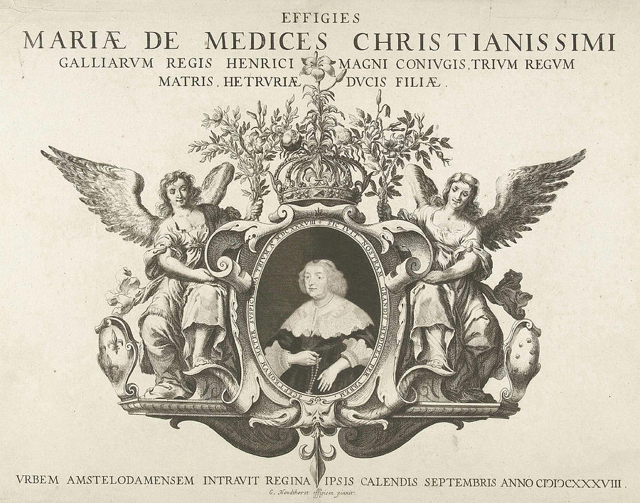 Queen Drawing - Entry Of Maria De Medici In Amsterdam Portrait by Pieter Holsteyn (ii) And Pieter Nolpe