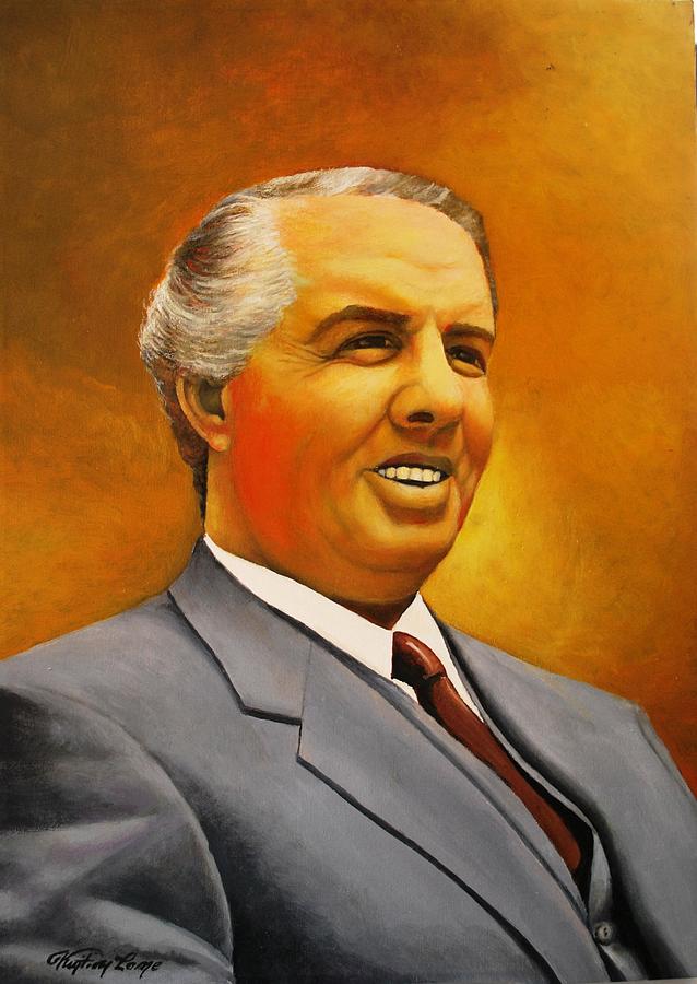 Communist Leader Painting - Enver Hoxha Portrait by Kujtim Lame