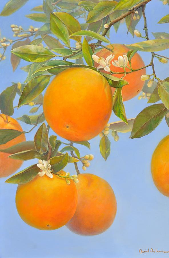 Flower Painting - Envolee d Orange by Muriel Dolemieux