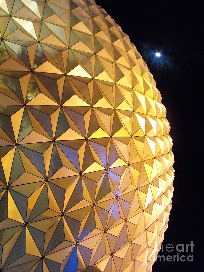 Epcot and the Moon Photograph by Erick Schmidt