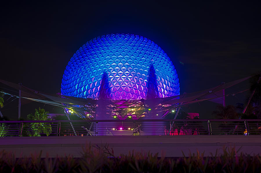 Architecture Photograph - Epcot at Night - Spaceship Earth by Jeffrey Miklush