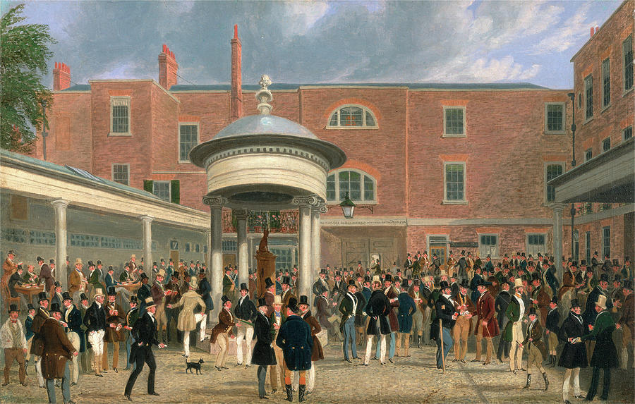 James Pollard Painting - Epsom Races Settling Day At Tattersalls by Litz Collection