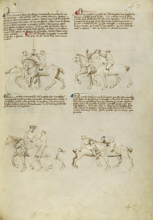 Equestrian Combat With Sword And Unarmed Equestrian Combat Drawing by ...