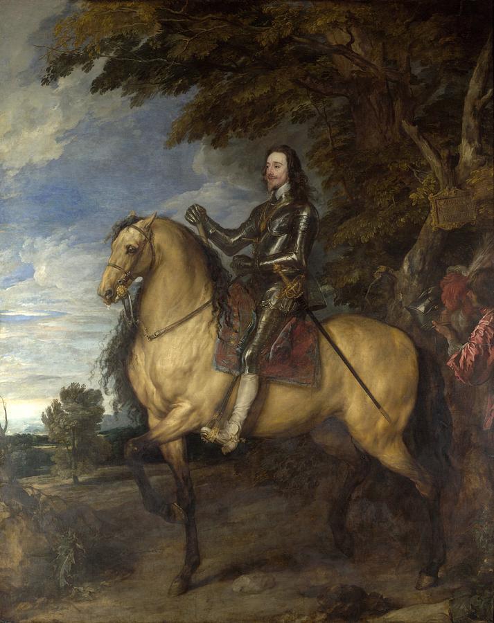London Painting - Equestrian Portrait of Charles I by Anthony van Dyck