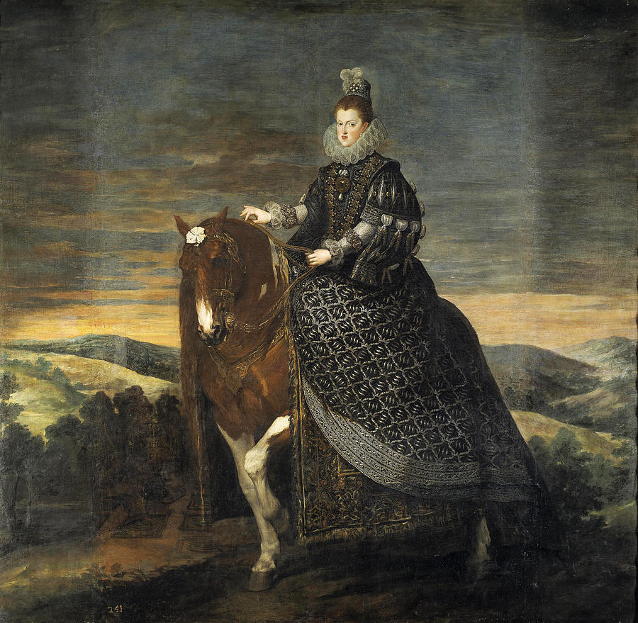 Equestrian Portrait of Margarita of Austria Painting by Diego Velazquez