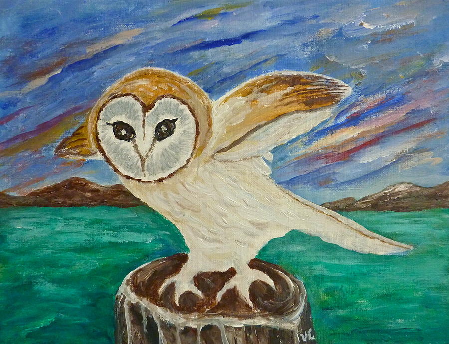 Equinox Owl Painting by Victoria Lakes