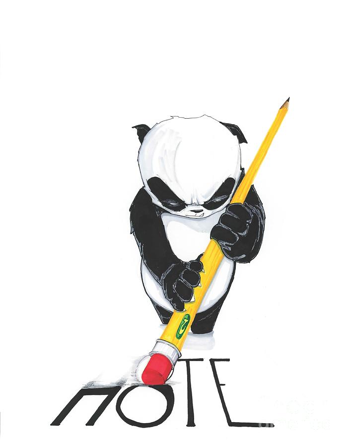 Panda Bear Drawing - Erase The H8 by Ricky Dequit