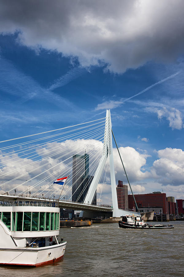 Erasmus Bridge over Nieuwe Maas River in Rotterdam Photograph by Artur Bogacki