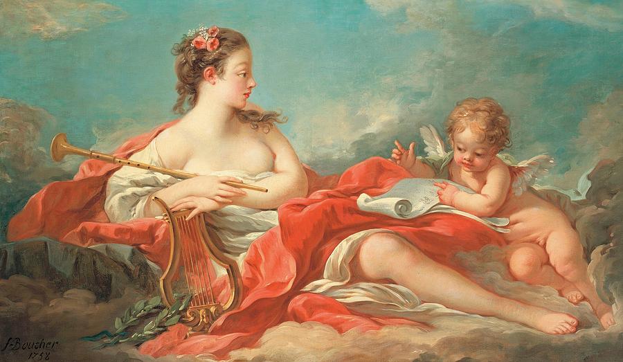 Music Painting - Erato  The Muse of Love Poetry by Francois Boucher