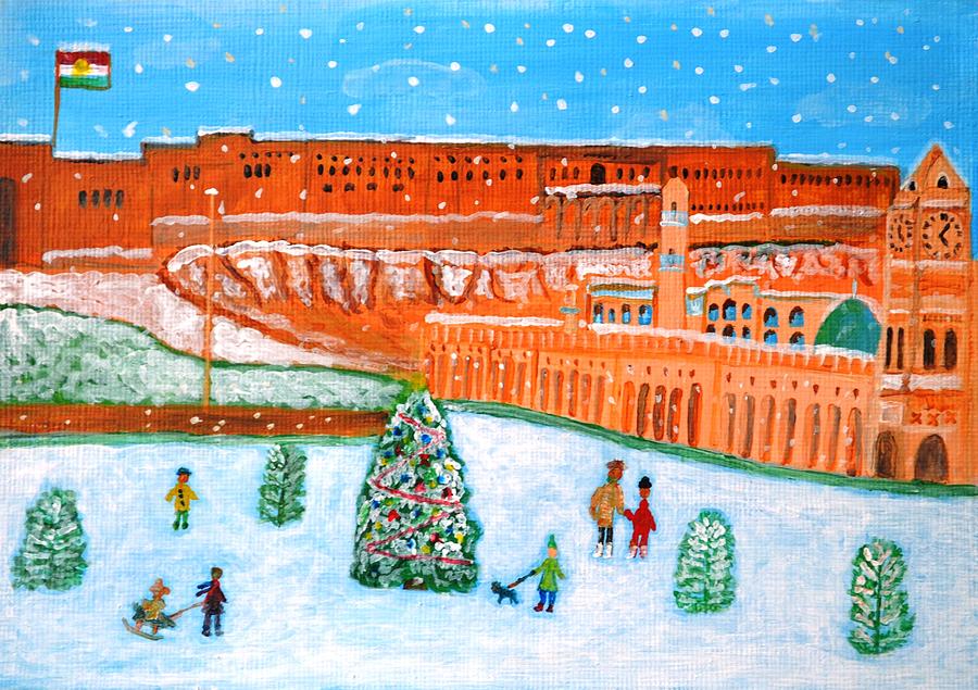 Erbil Citadel Christmas  Painting by Magdalena Frohnsdorff