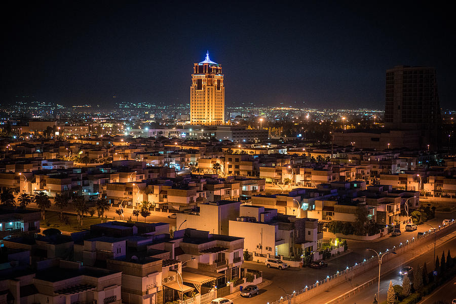 Erbil, Iraq at Night Photograph by Michael Duff