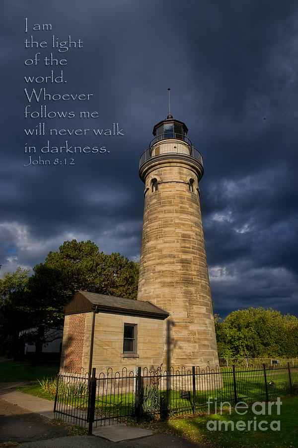 Erie Land Lighthouse with Verse Photograph by David Arment
