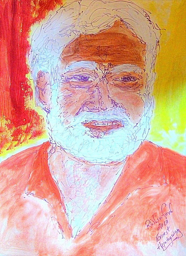 Ernest Hemingway 20 Painting by Richard W Linford