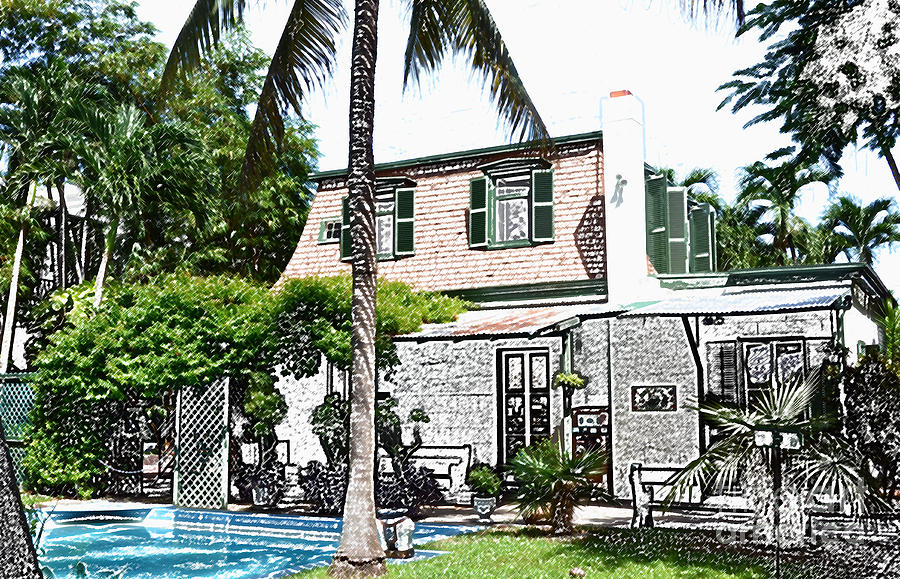 Ernest Hemingway House Writing Studio Key West Florida Colored