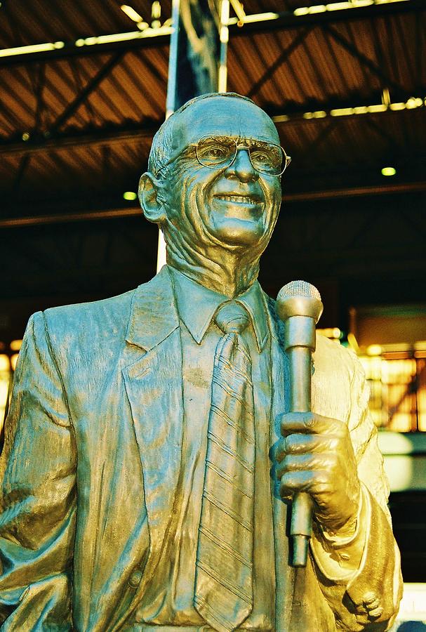 Detroit Photograph - The Tigers Roar... Ernie Harwell Statue at the Copa by Daniel Thompson