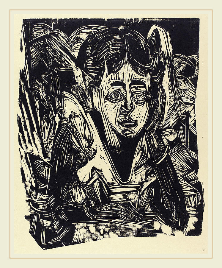 Ernst Ludwig Kirchner, Girl Dreaming, German Drawing by Litz Collection