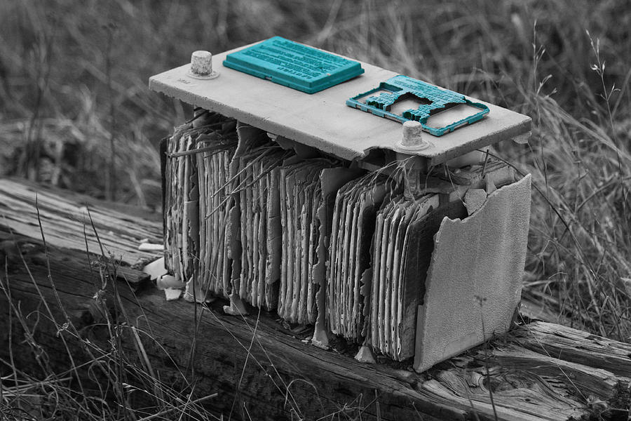 Black And White Photograph - Eroding Battery by Shane Bechler