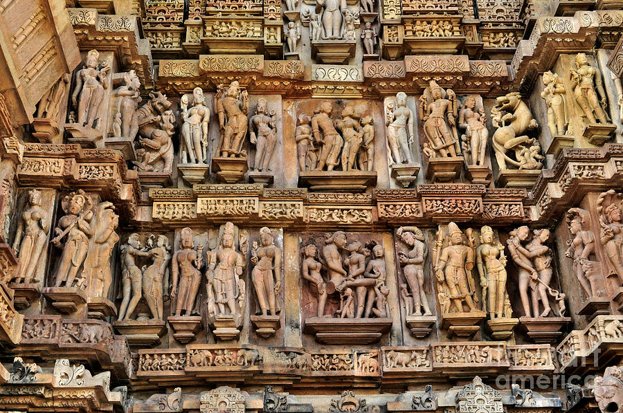 Architecture Photograph - Erotic Human Sculptures at Khajuraho India by Rudra Narayan  Mitra
