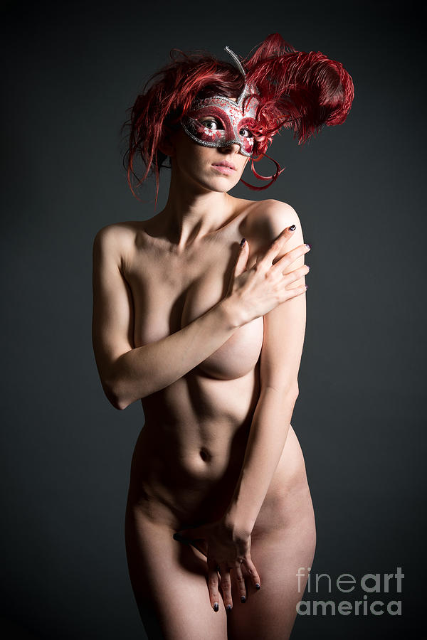 Feather Still Life Photograph - Erotic Nude With Venetian Mask by Jochen Schoenfeld