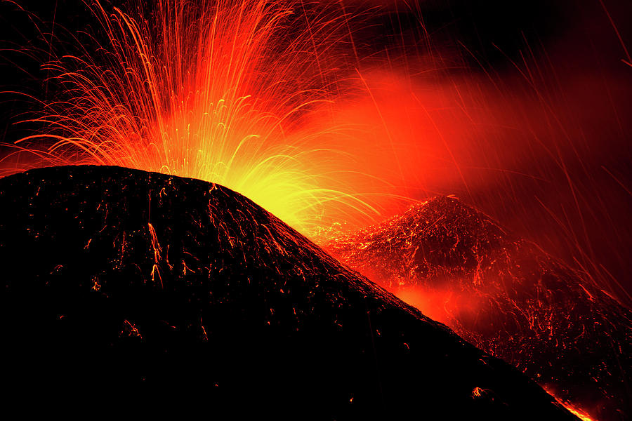 Nature Photograph - Eruption By Night by Simone Genovese