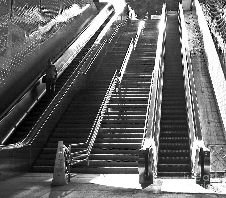 Escalator Downtown L.A. Photograph by Cheryl Del Toro