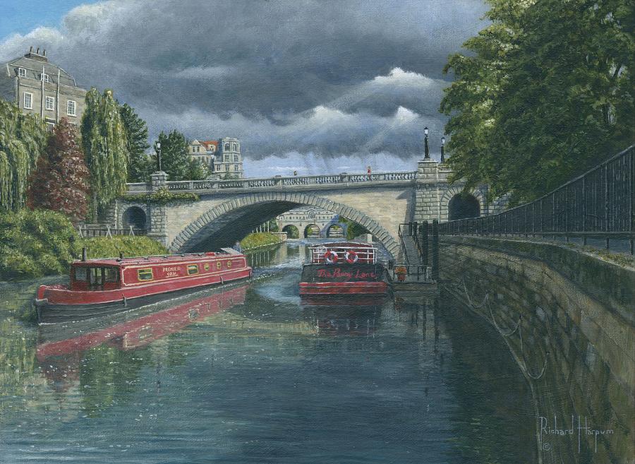 Architecture Painting - Escaping the Storm North Parade Bridge Bath by Richard Harpum