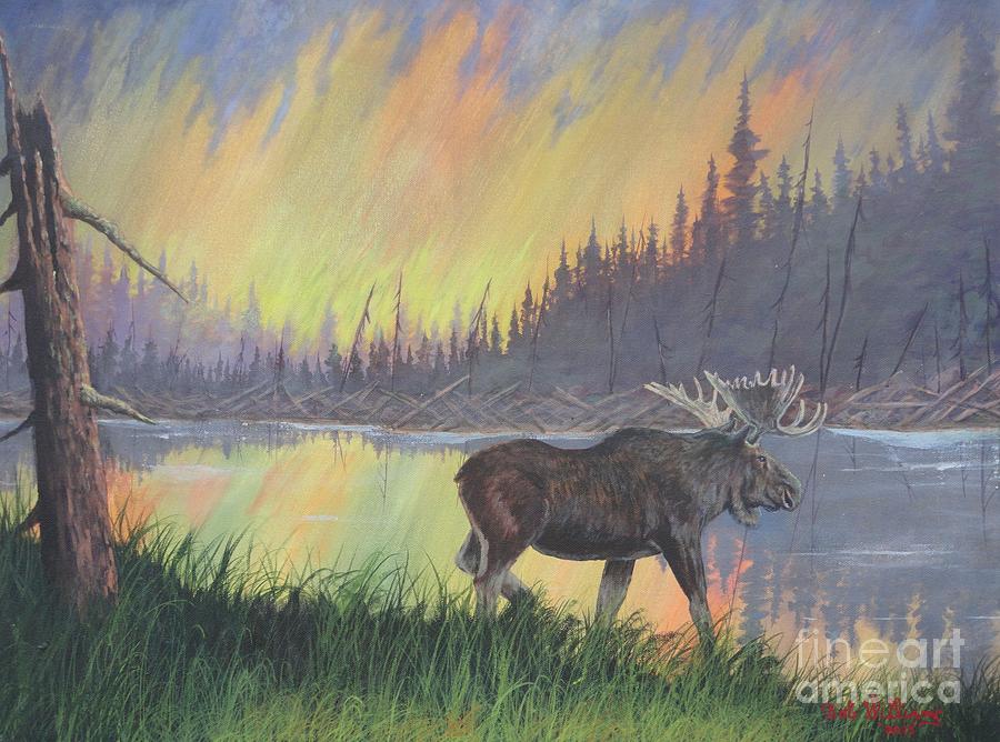 Escaping the Yellowstone Fires Painting by Bob Williams