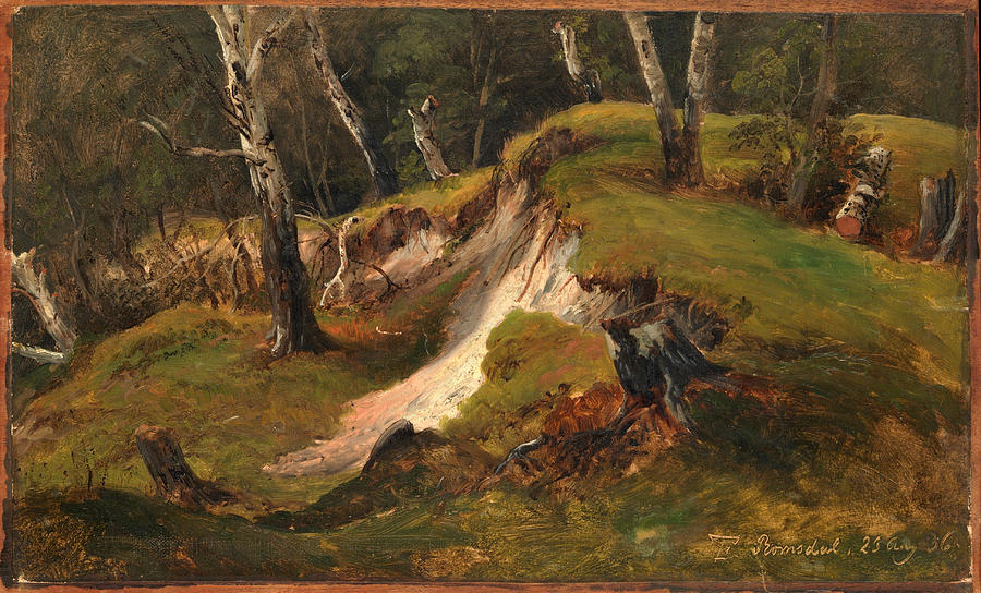 Escarpment with Tree Stumps Romsdal Painting by Thomas Fearnley
