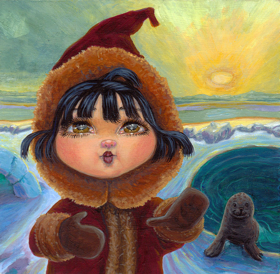 Eskimo Girl in Low Light Painting by Jacquelin L Vanderwood Westerman