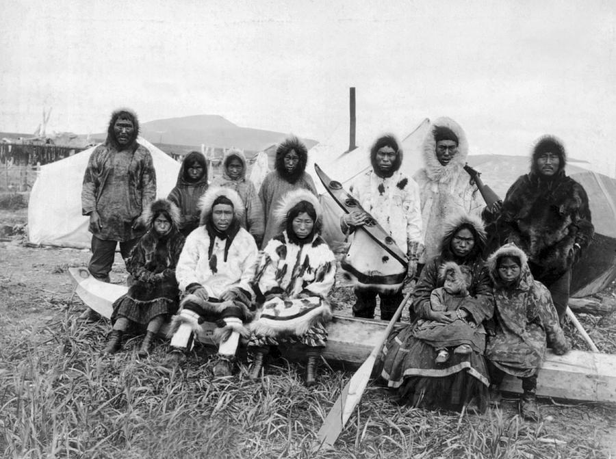 Eskimos At The Penny River Photograph by Underwood Archives