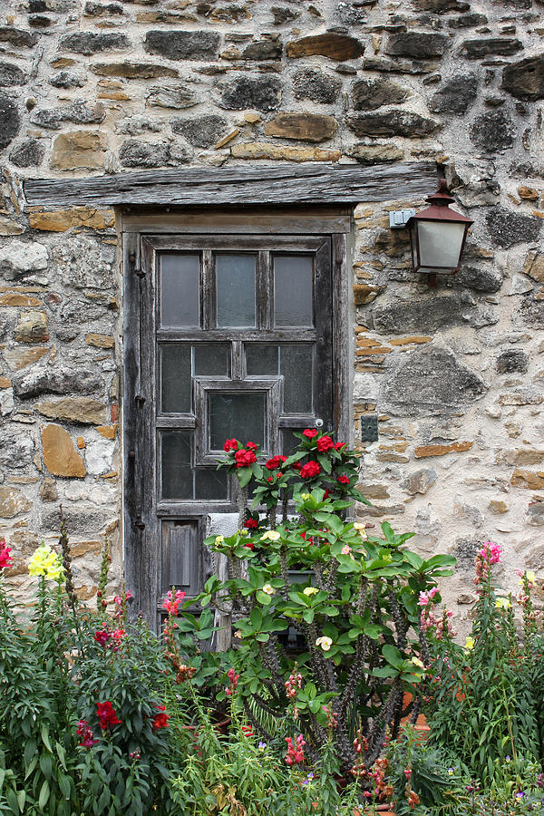 Espada Doorway with Flowers Photograph by Mary Bedy