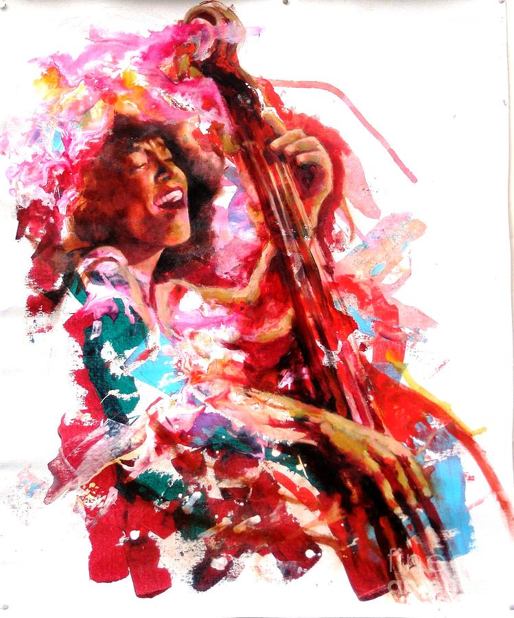 Bass Painting - Esperanza Spalding by Massimo Chioccia