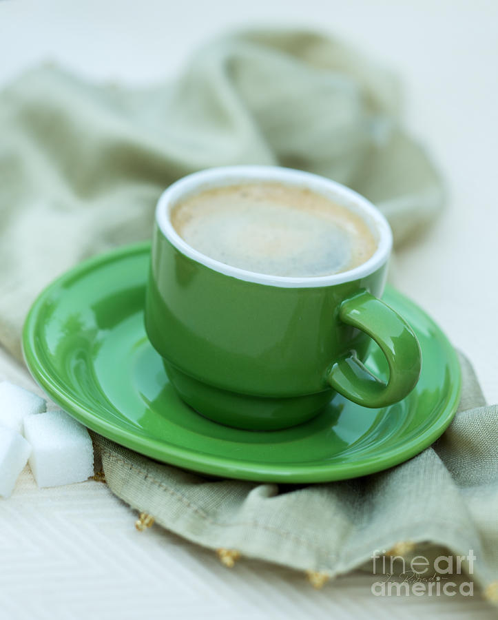 Coffee Photograph - Espresso in Green Cup by Iris Richardson