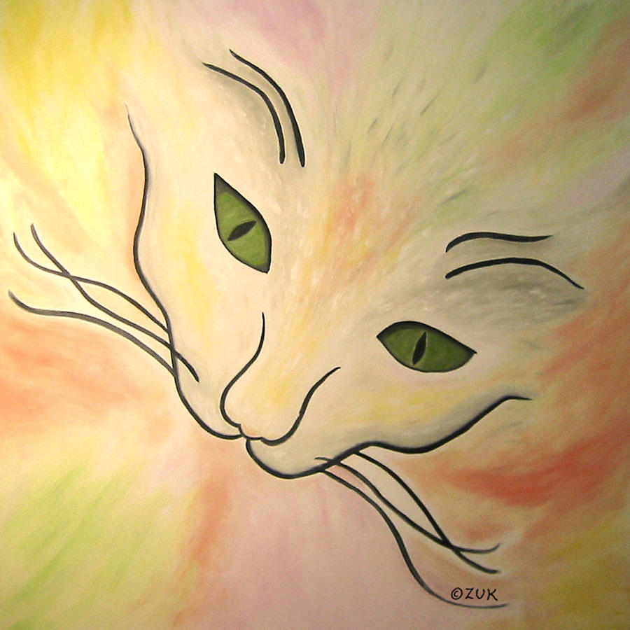 Essence of Cat Painting by Karen Zuk Rosenblatt