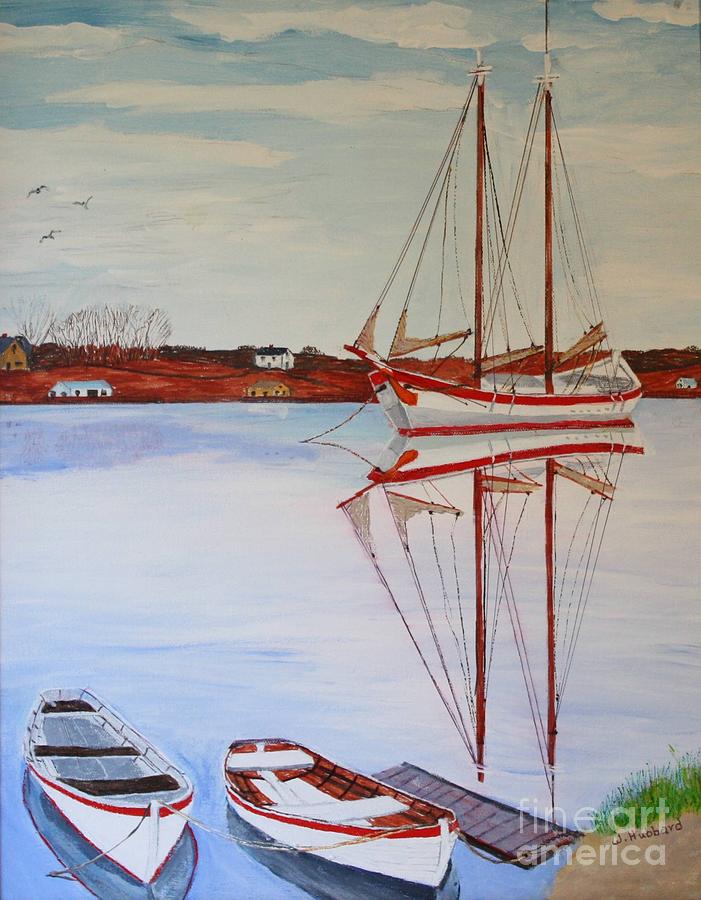 Boat Painting - Essex Harbor Reflections by Bill Hubbard