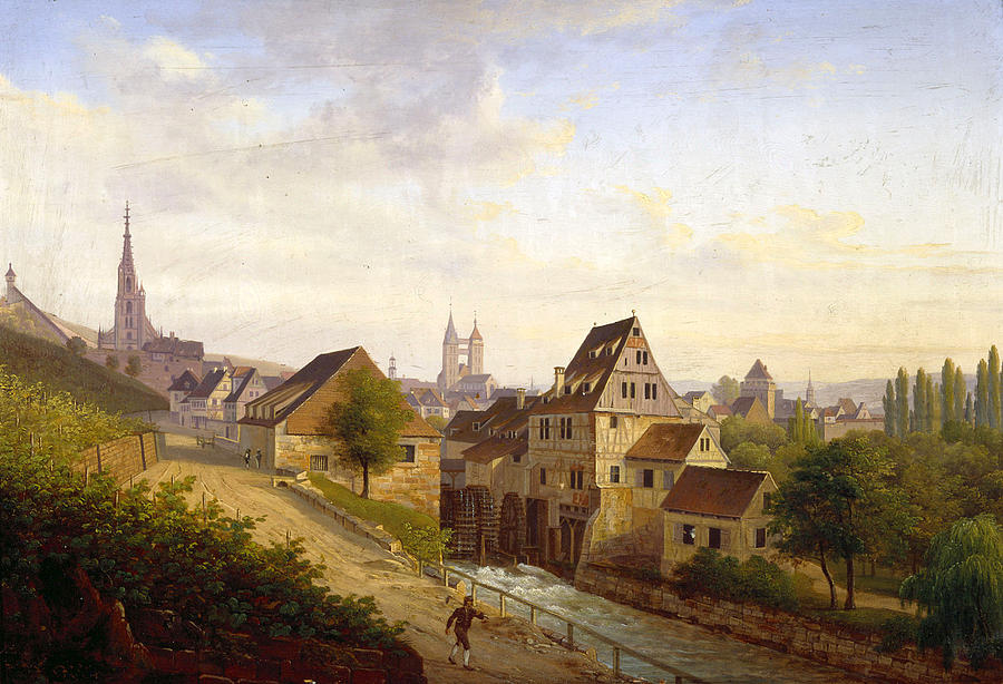 Esslingen from the West Painting by Johannes Braungart