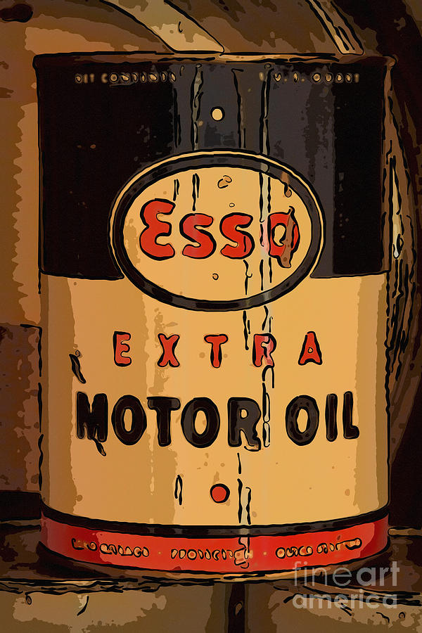 Car Photograph - Esso Motor Oil Can by Carrie Cranwill