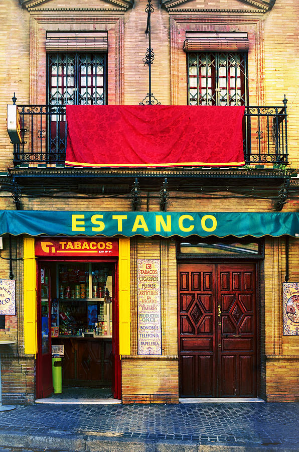 Estanco Tobacos - Seville Photograph by Mary Machare