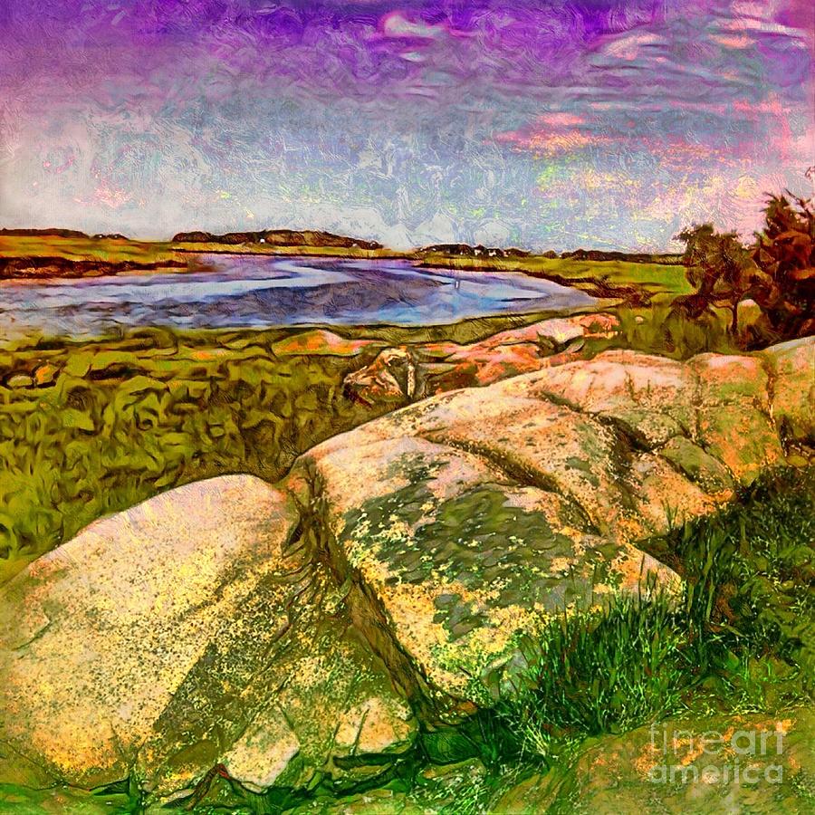 S Estuary on Cape Ann - Square Painting by Lyn Voytershark