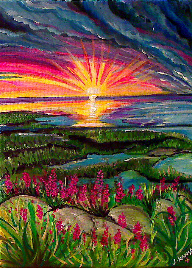 Landscape Painting - Estuary Sun Set by Jonathan Kania
