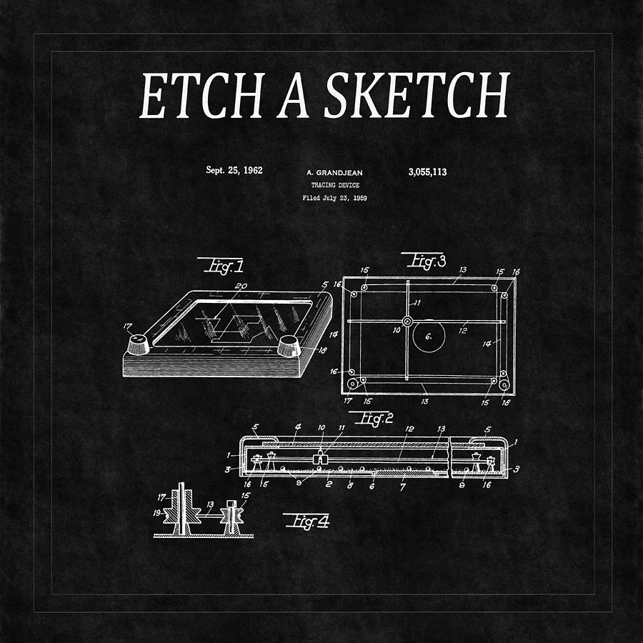 Etch A Sketch Photograph - Etch A Sketch Patent 2 by Andrew Fare