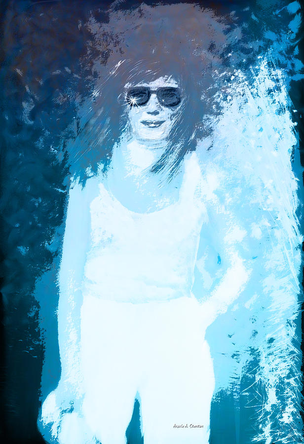 Etched Lady in Blue Painting by Angela Stanton