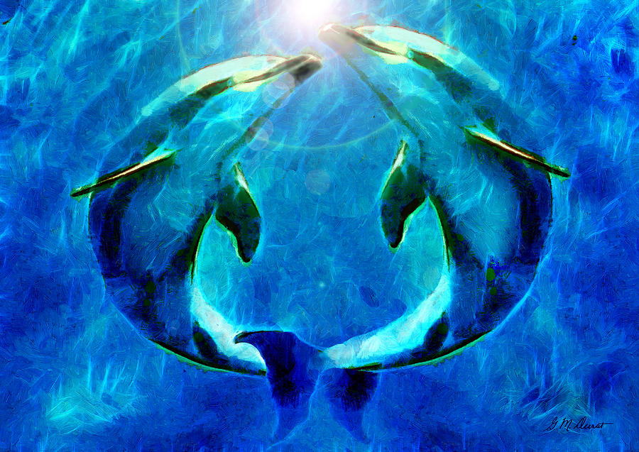 Dolphin Mixed Media - Eternal Dolphin Love by Michael Durst