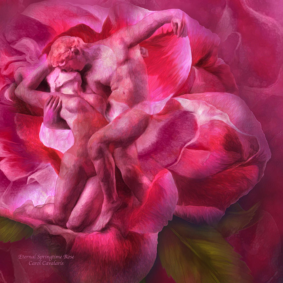Eternal Springtime Rose - SQ Mixed Media by Carol Cavalaris