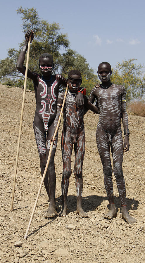 Ethiopia-South Three Boys Painting by Robert SORENSEN