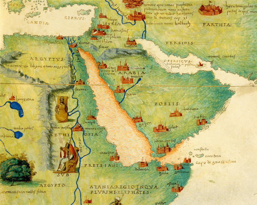 Map Drawing - Ethiopia, The Red Sea And Saudi Arabia, From An Atlas Of The World In 33 Maps, Venice, 1st by Battista Agnese