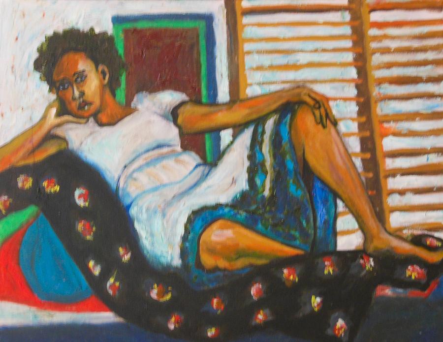 People Of Israel Painting - Ethiopian Girl Reclining by Esther Newman-Cohen